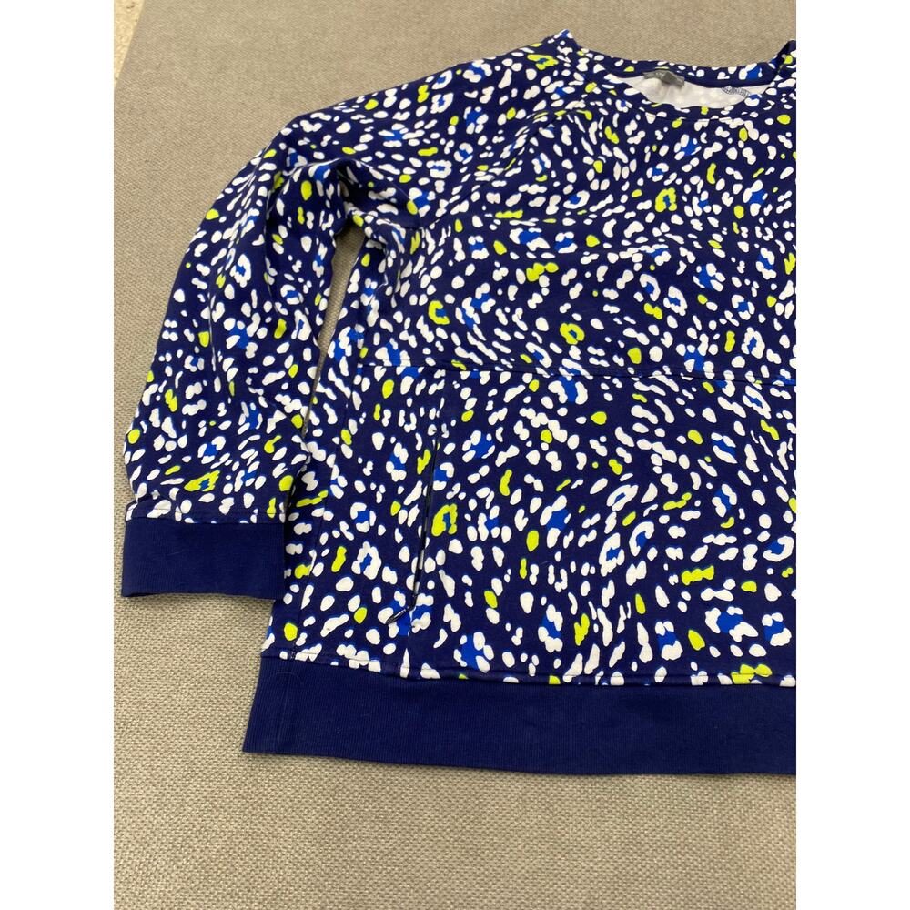 Talbots Terry Crewneck Pullover. Enchanting Animal Print, Large,  Blue Yellow - Picture 4 of 7